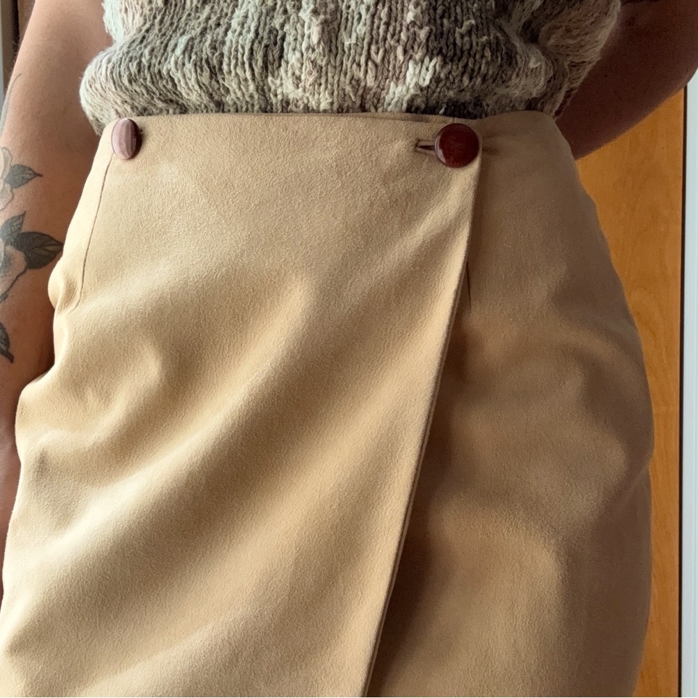 Vintage suede Tan Wrap Skirt Sz 12